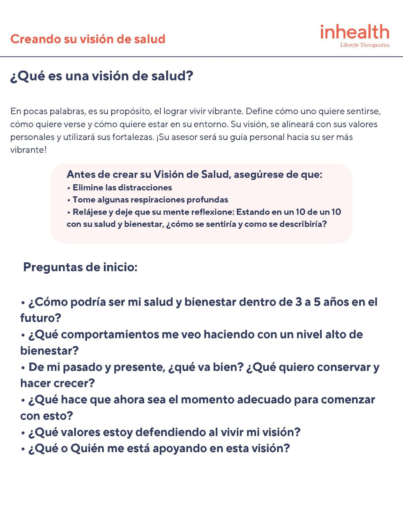 Creando su vision de salud