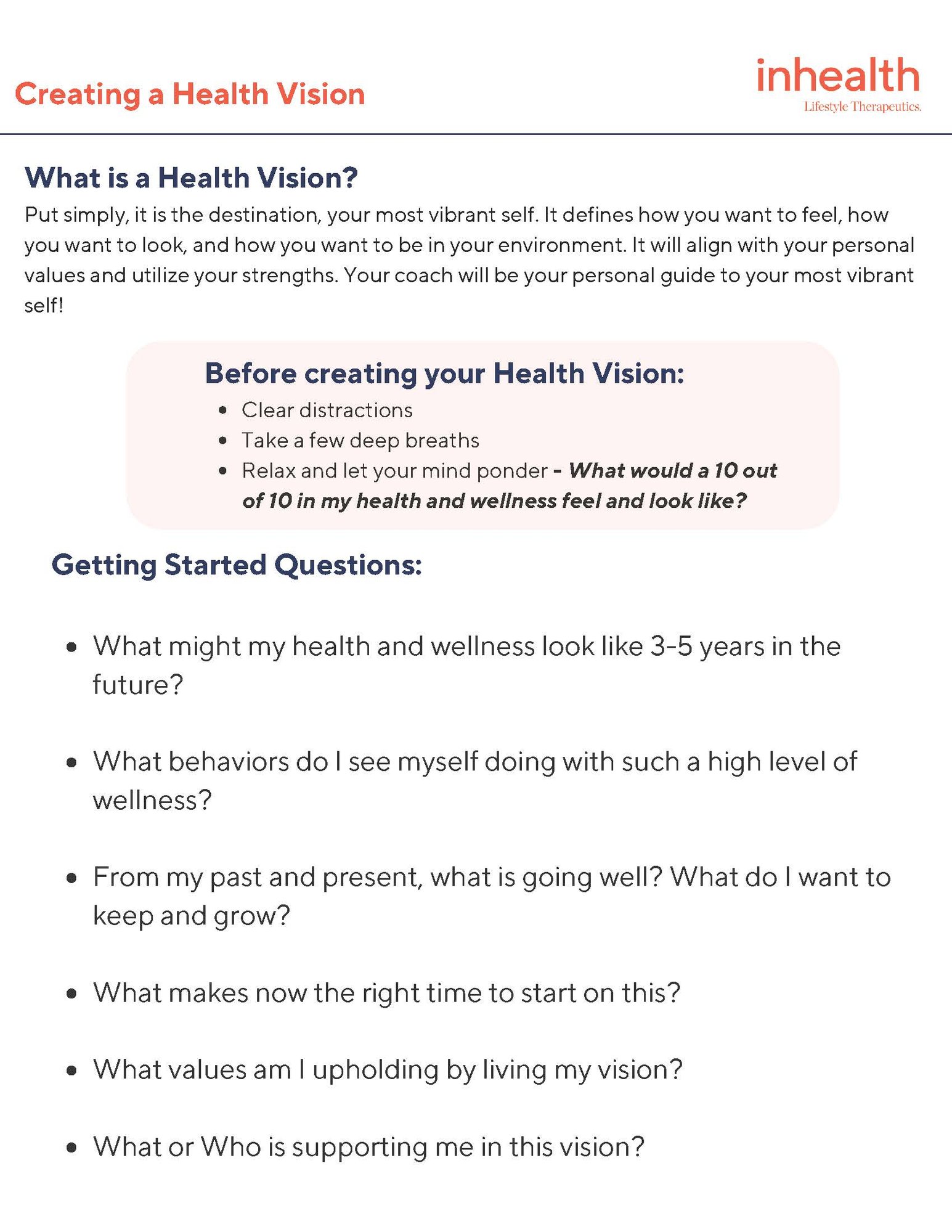 Creating a Health Vision 